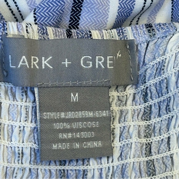 Lark & Grey Excellent Condition Medium Striped Blue Ruffle Tiered Midi Dress - Picture 7 of 7